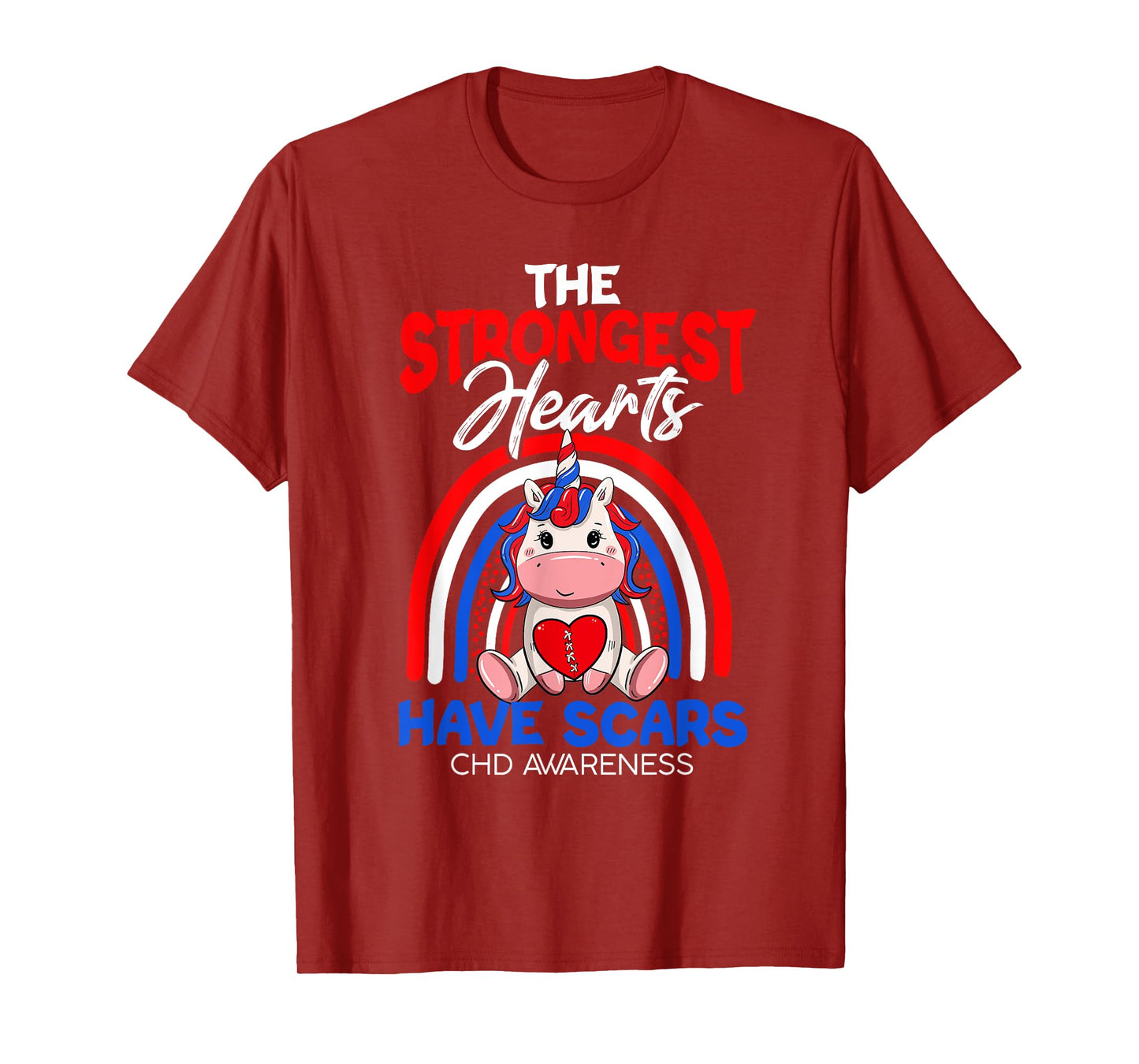 The Strongest Hearts Have Scars CHD Awareness Cute Unicorn T-Shirt