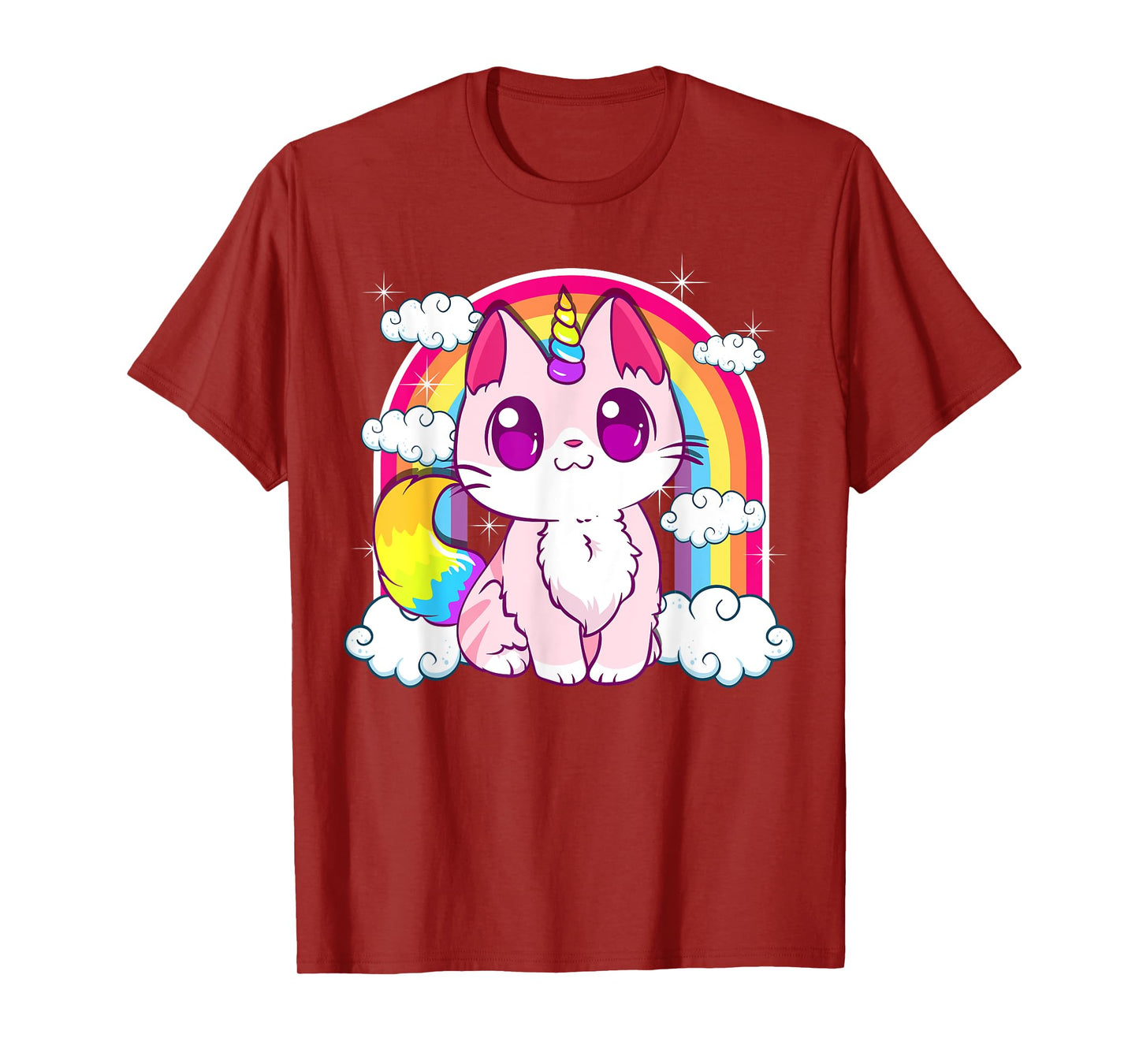 Cute Unicorn Cat Adorable Smiling Rainbow Kitty T-Shirt