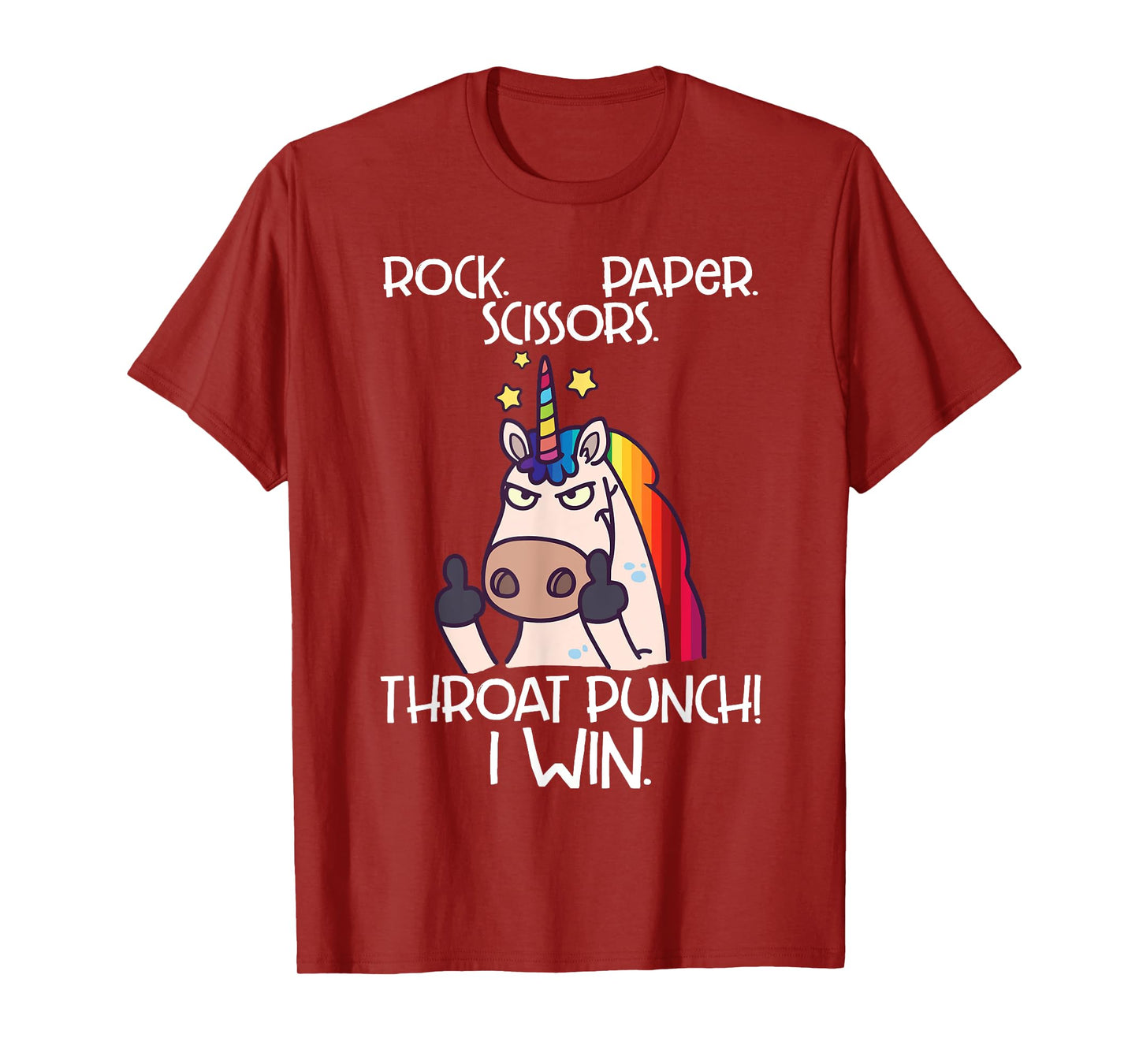 Rock Paper Scissors Throat Punch I Win Funny Unicorn Shirt T-Shirt