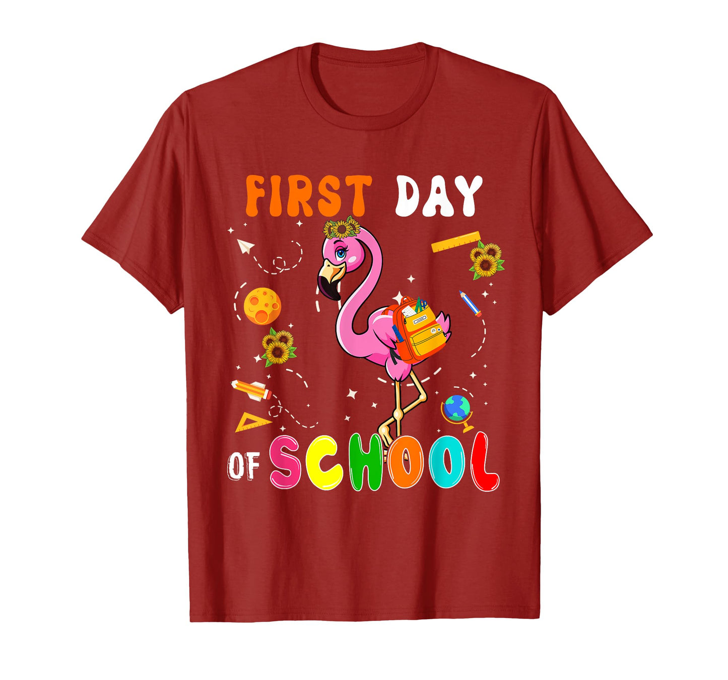 First Day Of School Flamingo Student Back To School Kids T-Shirt