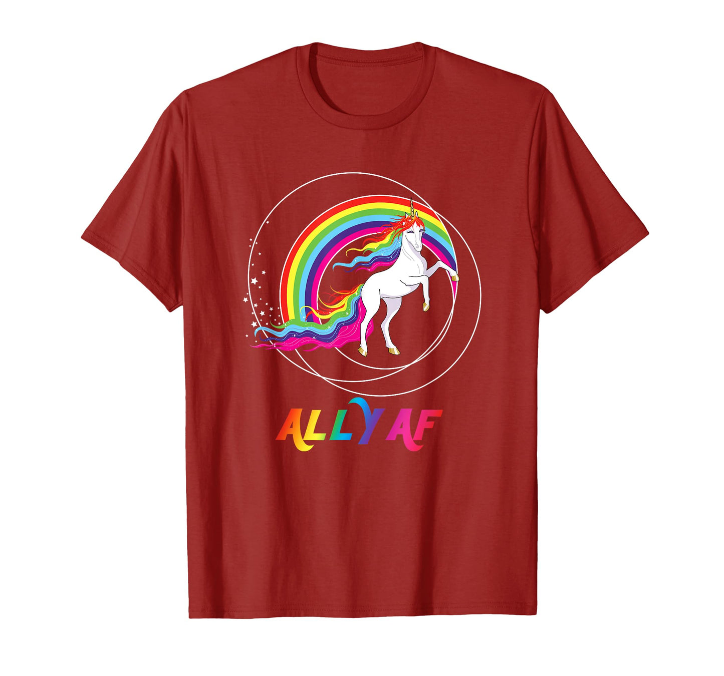 Proud Ally AF Gay Pride Allies Rainbow Pride Flag Unicorn T-Shirt