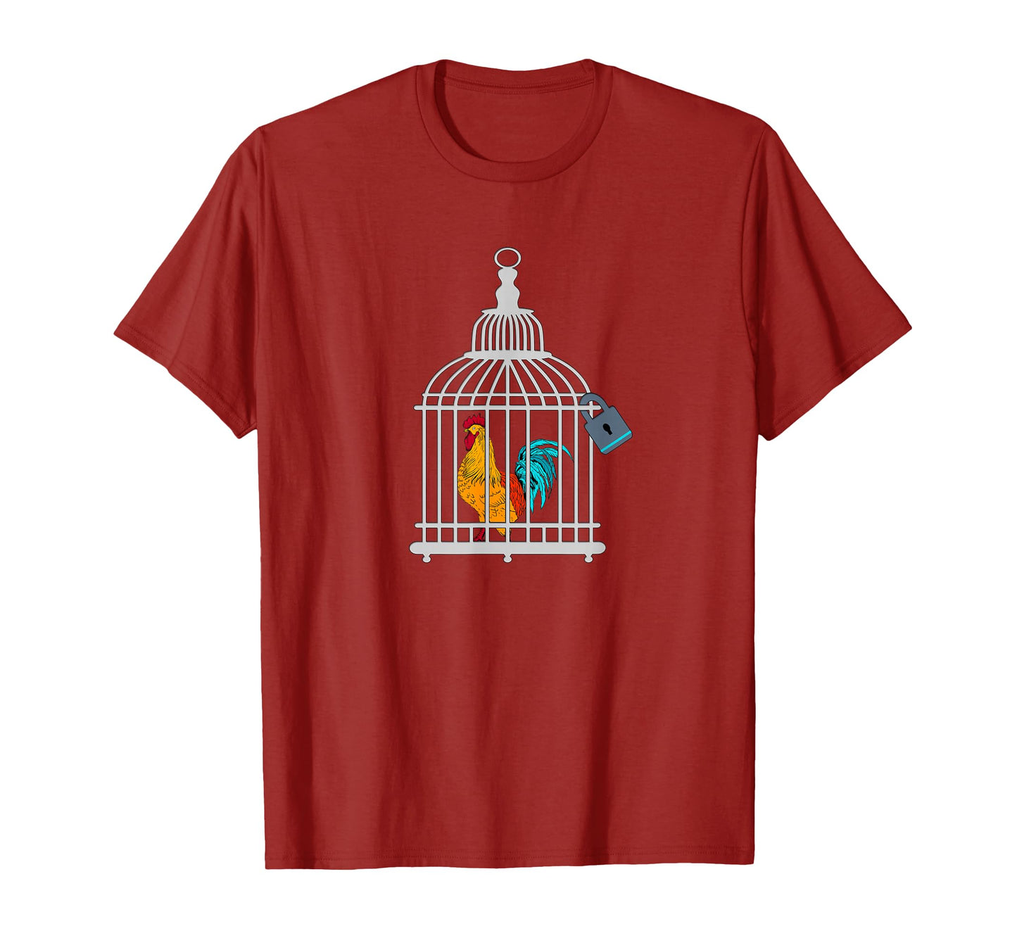 RED ROOSTER COCK MALE CHASTITY Chicken in Cage T-Shirt