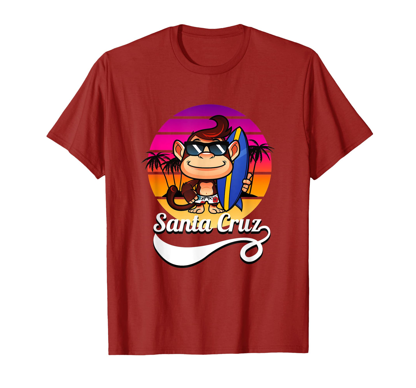 Surfer Monkey Santa Cruz California Retro Sun Fun T-Shirt