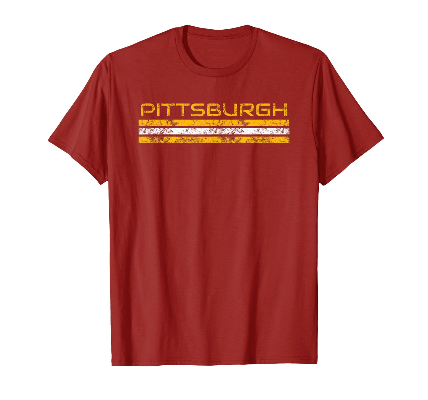 Pittsburgh Pennsylvania Vintage Three Stripe Weathered T-Shirt
