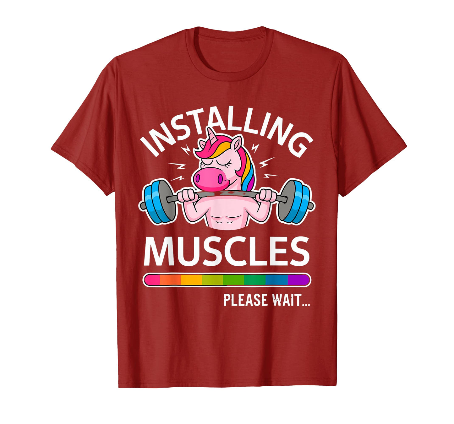 Funny Cute Unicorn Workout Gym Fitness Weightlifting T-Shirt