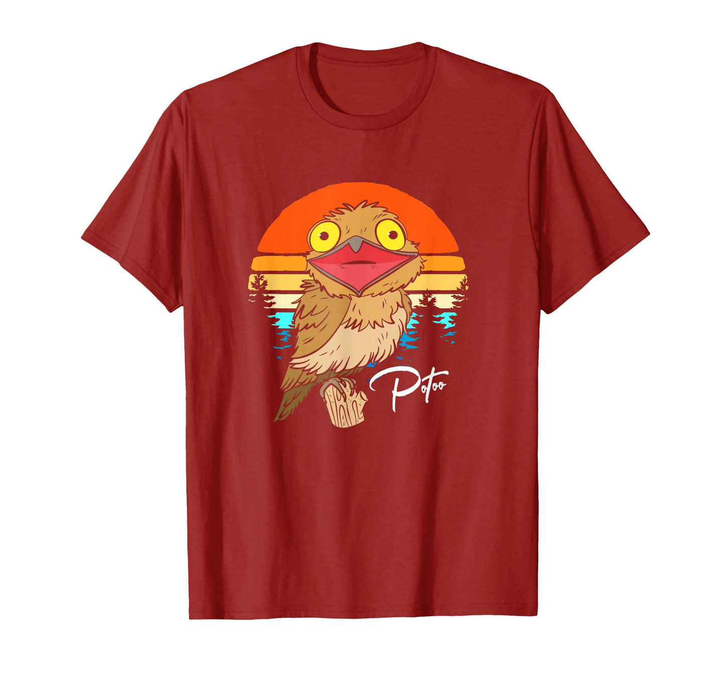 Retro Sunset Potoo Lover Potoo Bird Face T-Shirt