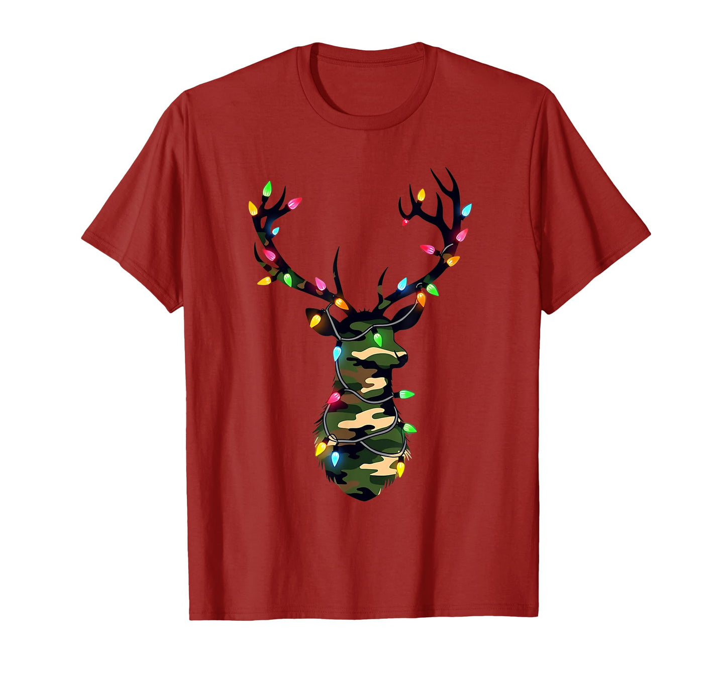 Christmas Holiday Camo Deer Hunting Reindeer Xmas Lights T-Shirt