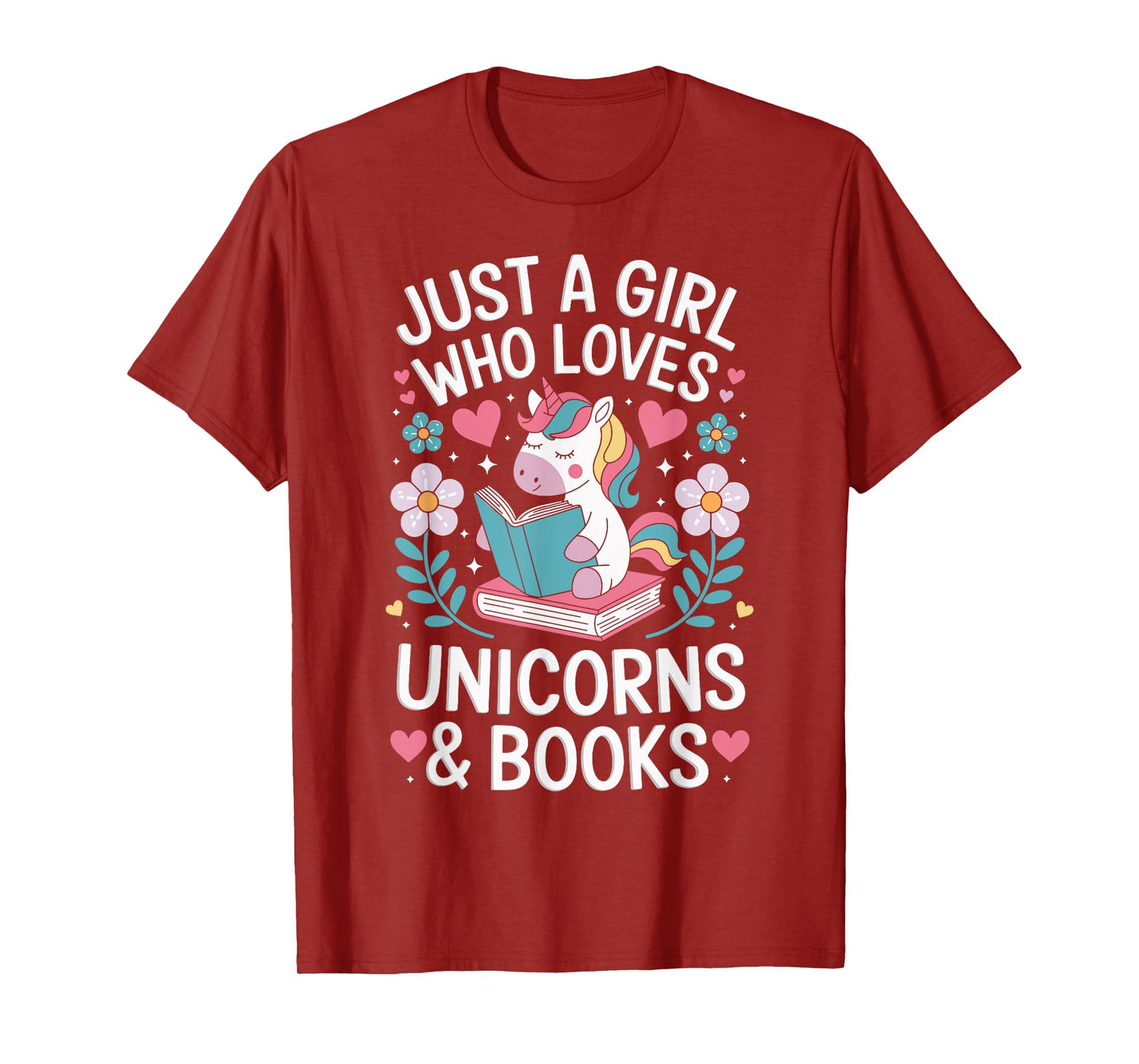 Just a Girl Who Loves Unicorns and Books T-Shirt