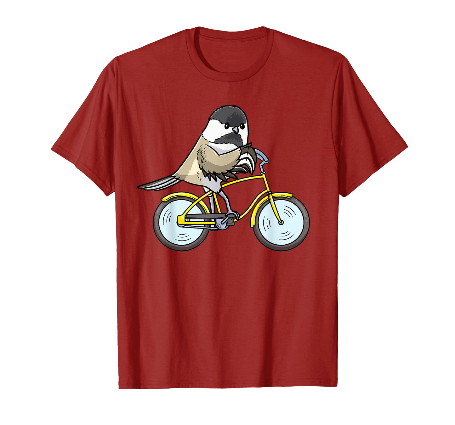 Black Capped Chickadee On Bike Birding Birder Bird Watching T-Shirt