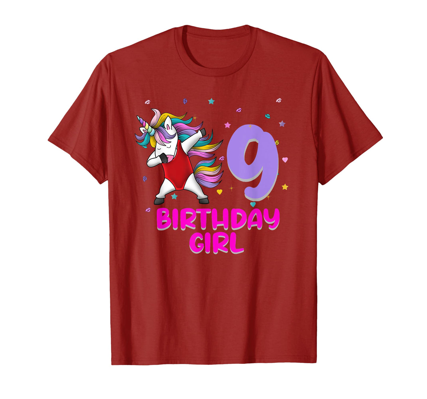 Unicorn Swimsuit 9th Birthday Girl Love Funny 9 Years Old T-Shirt