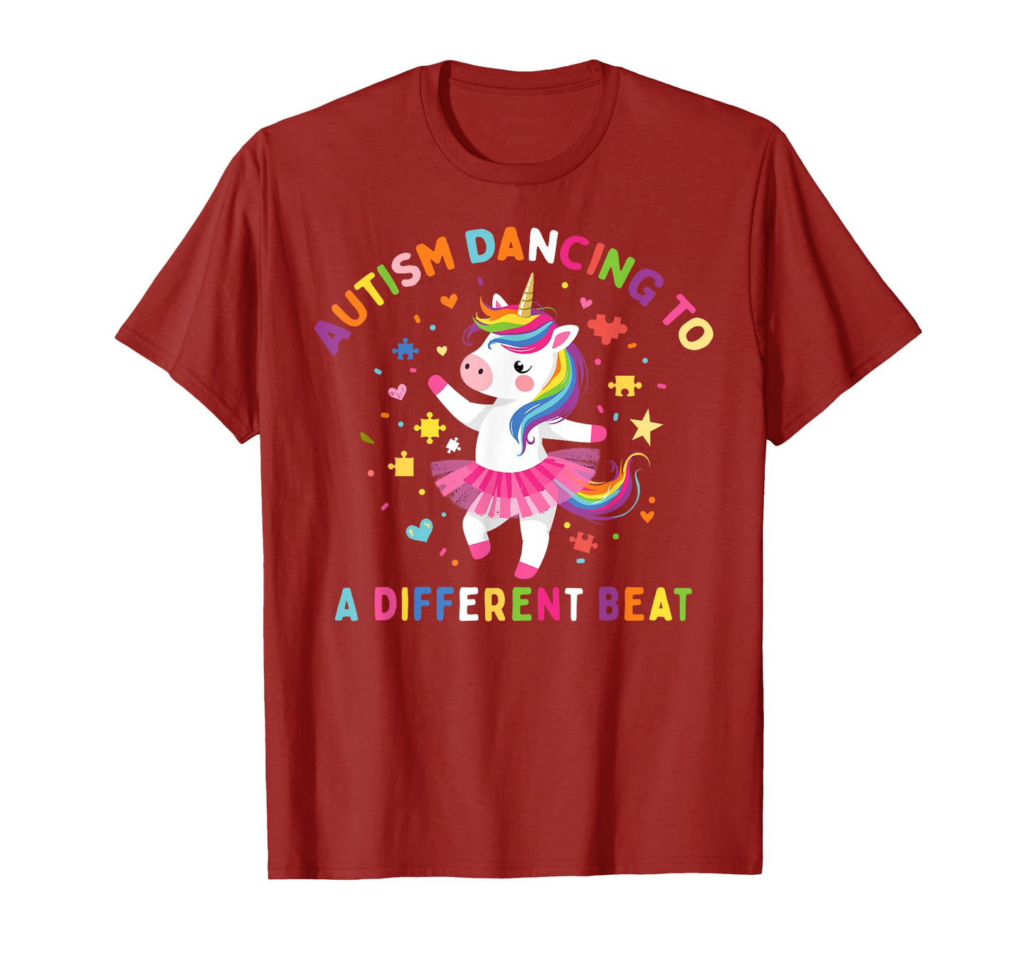 Autism Dancing To Be A Different Beat Unicorn Puzzle Piece T-Shirt