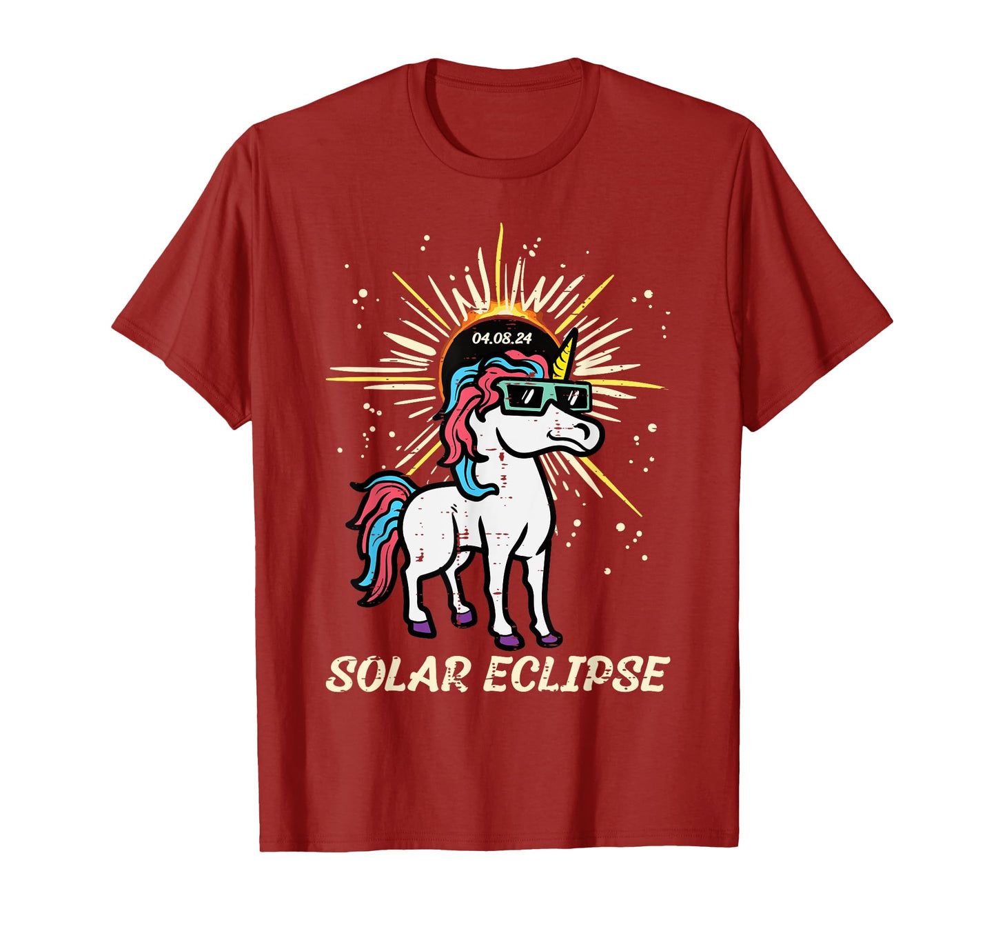 Unicorn Solar Eclipse 2024 Totality April 8 Women Men Kids T-Shirt