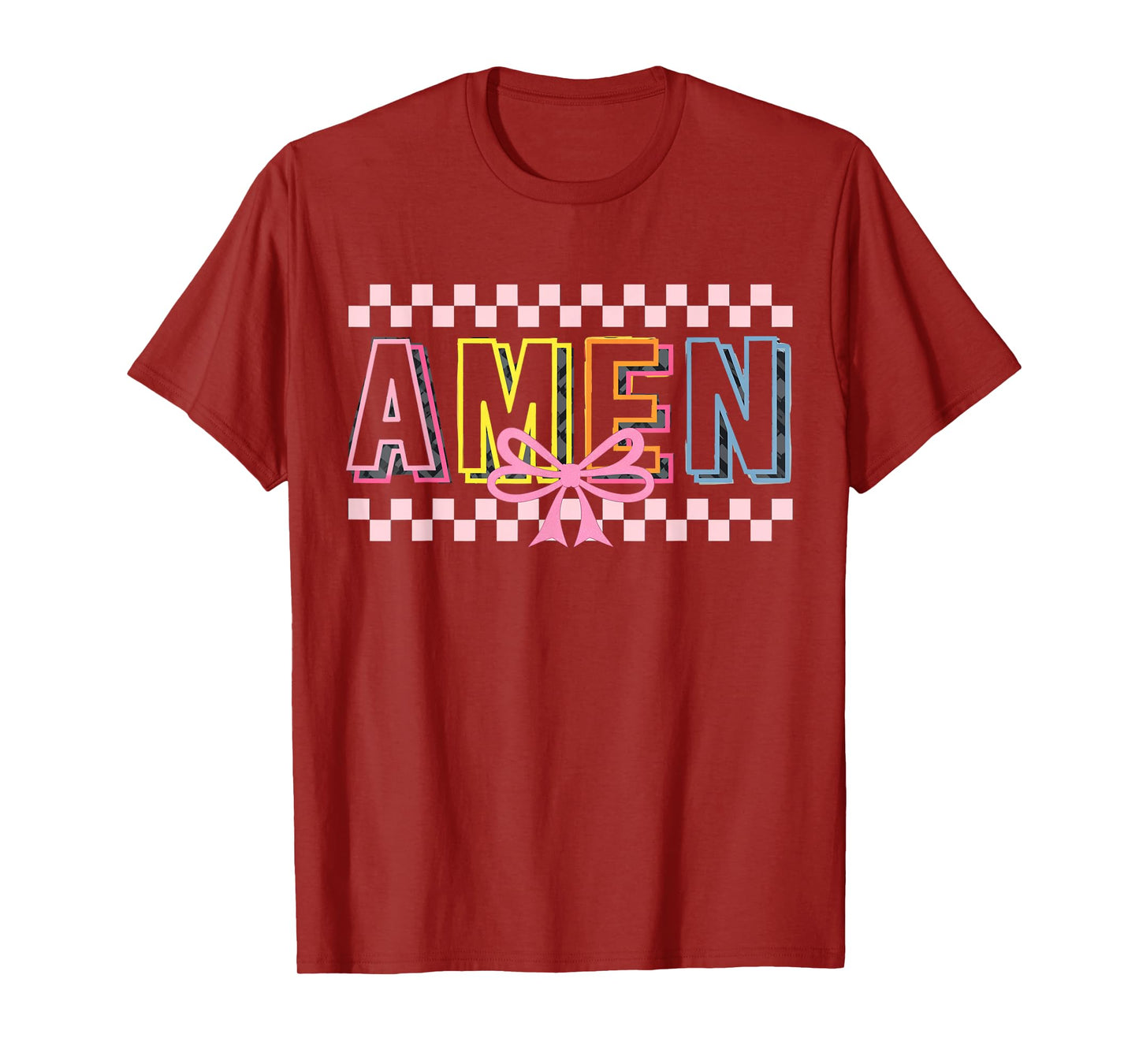 Retro Amen Coquette Bow Jesus Girl Women Happy Easter Day T-Shirt