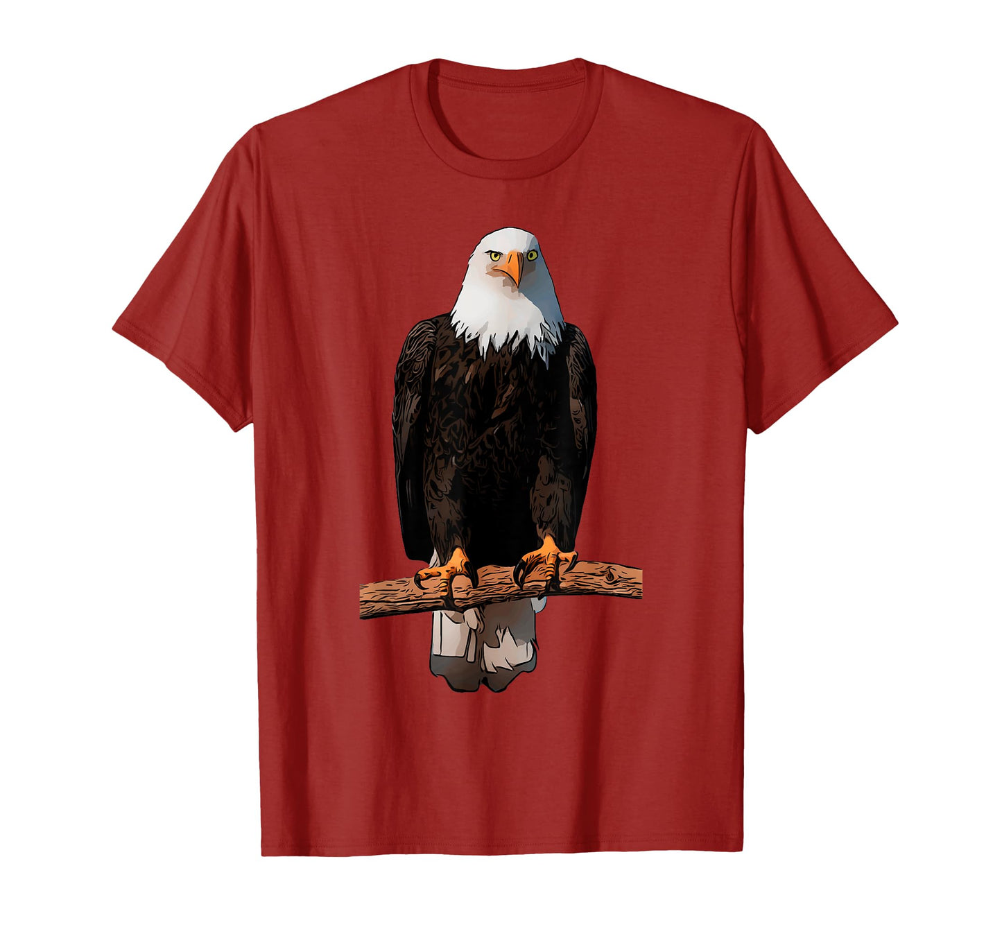 American Bald Eagle Illustration on Branch T-Shirt for Women Kids Men