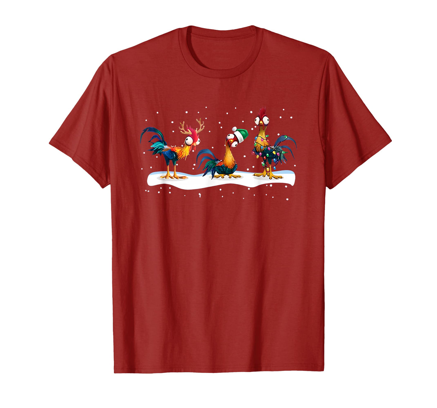 Hei Hei Chicken Christmas T-Shirt - Unisex, Black, Short Sleeve, Small