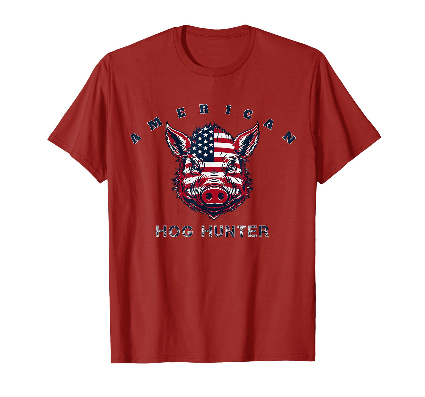 American Hog Hunter Wild Razorback Boar Hunting USA Flag Art T-Shirt