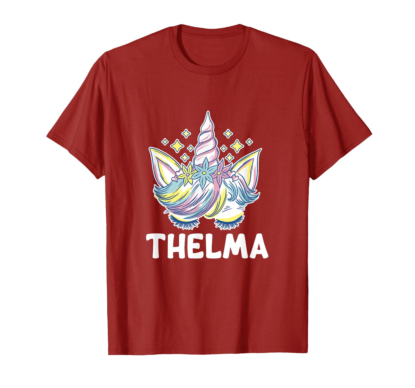 Cute Personalised Name Unicorn Crown Thelma T-Shirt
