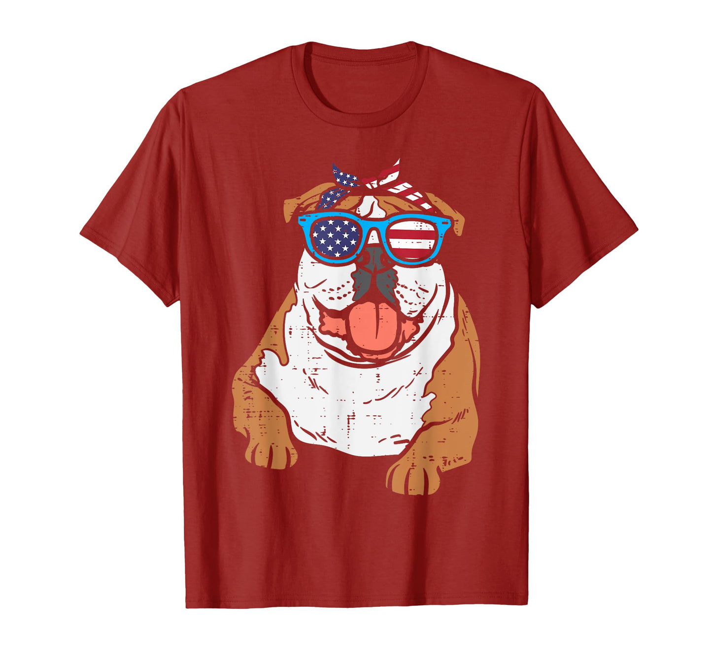 Bandana English Bulldog American USA 4th Of July Fourth Dog T-Shirt for Women Kids Men
