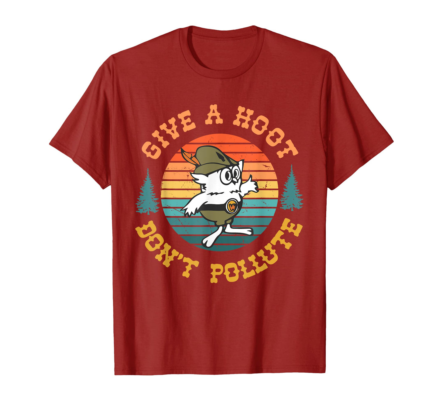 Give A Hoot Don't Pollute Funny T-Shirt, Small, Black