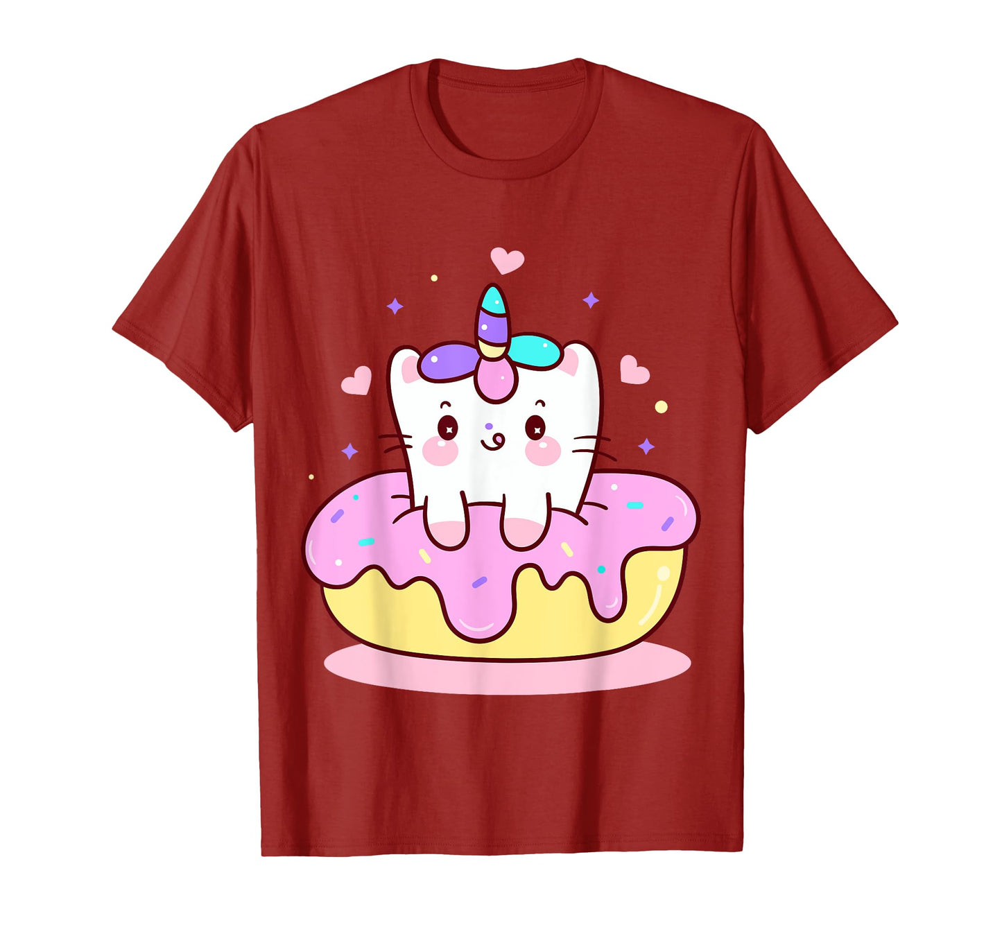 Unicorn Kitty Cat Kitten on Donut Girl Boy Kids Youth Child T-Shirt