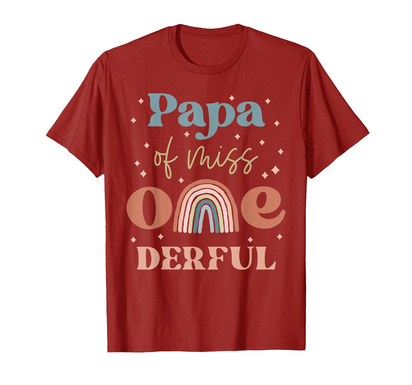Papa of Miss Onederful Boho Rainbow Daughter First Birthday T-Shirt