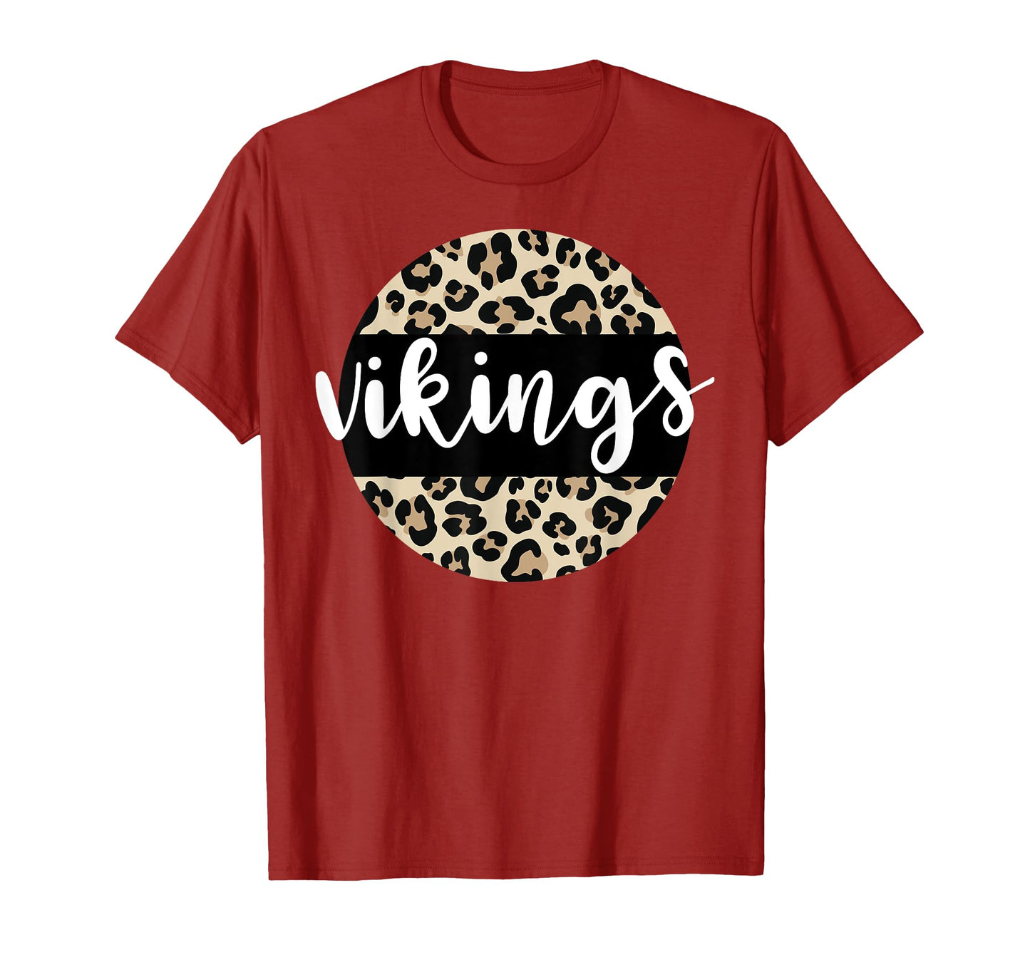 Leopard Print Vikings Team Mascot School Spirit Game Night T-Shirt