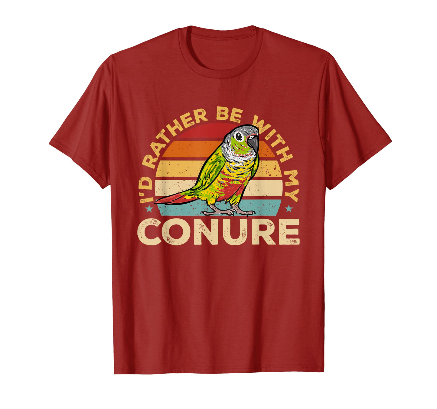 Green Cheek Conure Retro I'd Rather Be With My Conure T-Shirt