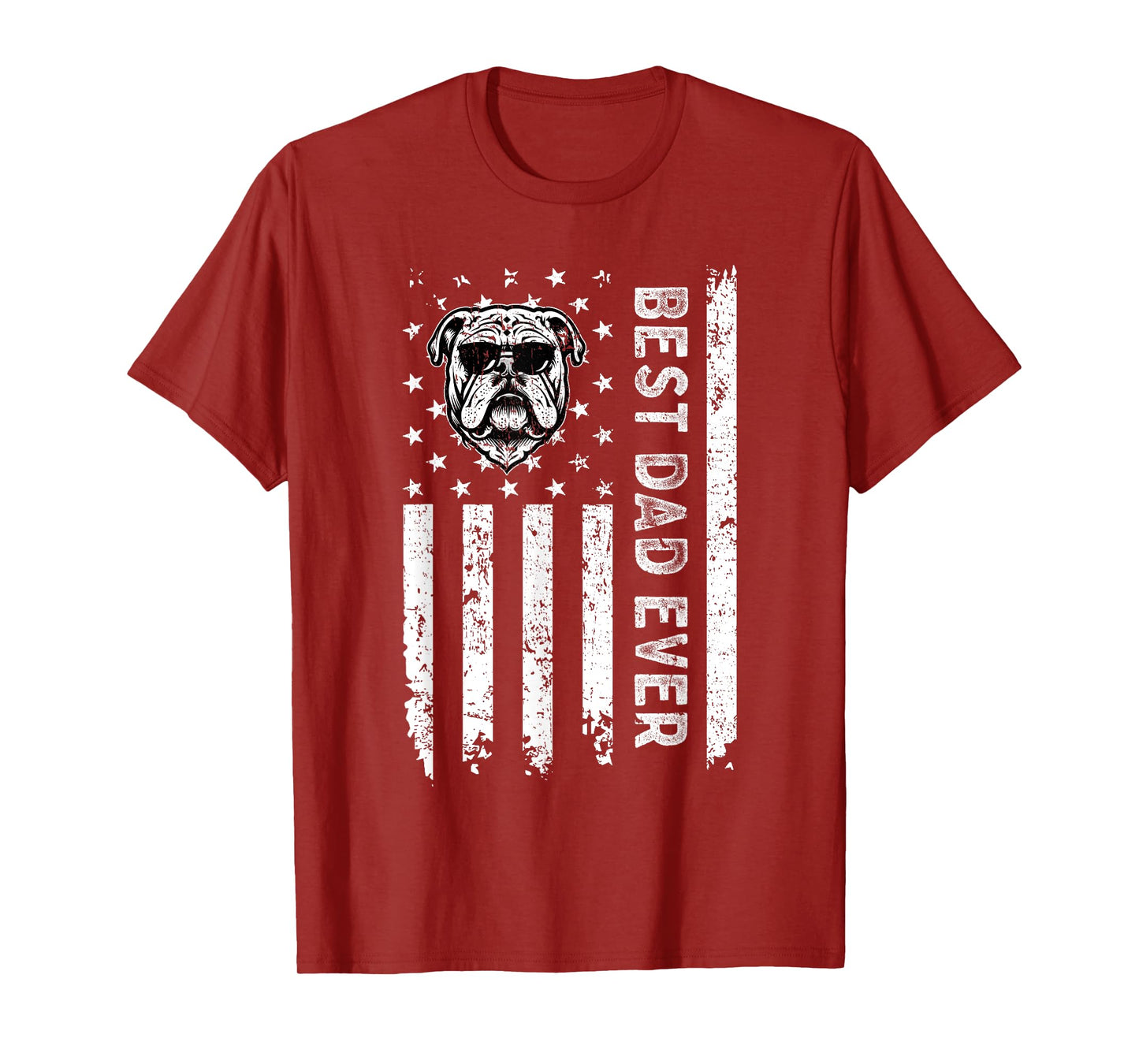 Best English Bulldog Dog Dad Ever Fathers Day USA Flag Men Women Kids T-Shirt