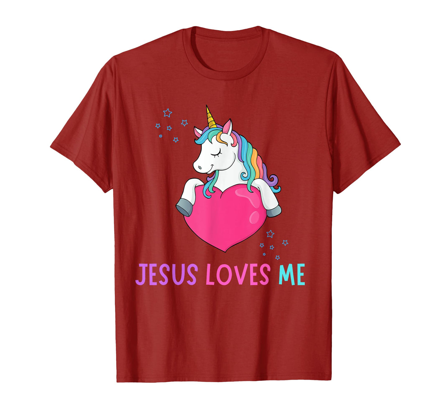 Kids Jesus Loves Me Christian Bible Girls Rainbow Unicorn T-Shirt