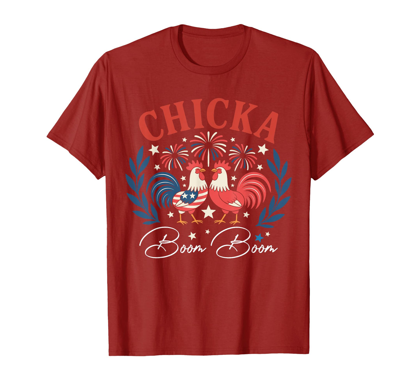 Chicka Boom Boom Cute Chicken Retro 4th of July America T-Shirt