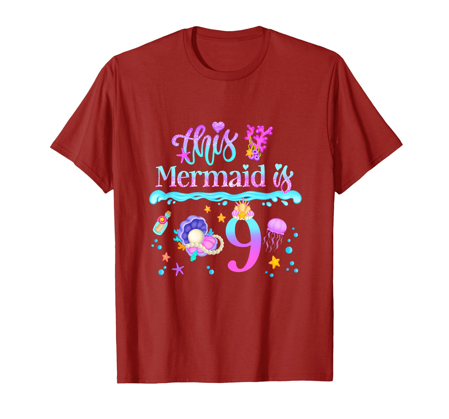 This Mermaid is 9 Years Old 9th Girls Birthday Party Kids T-Shirt