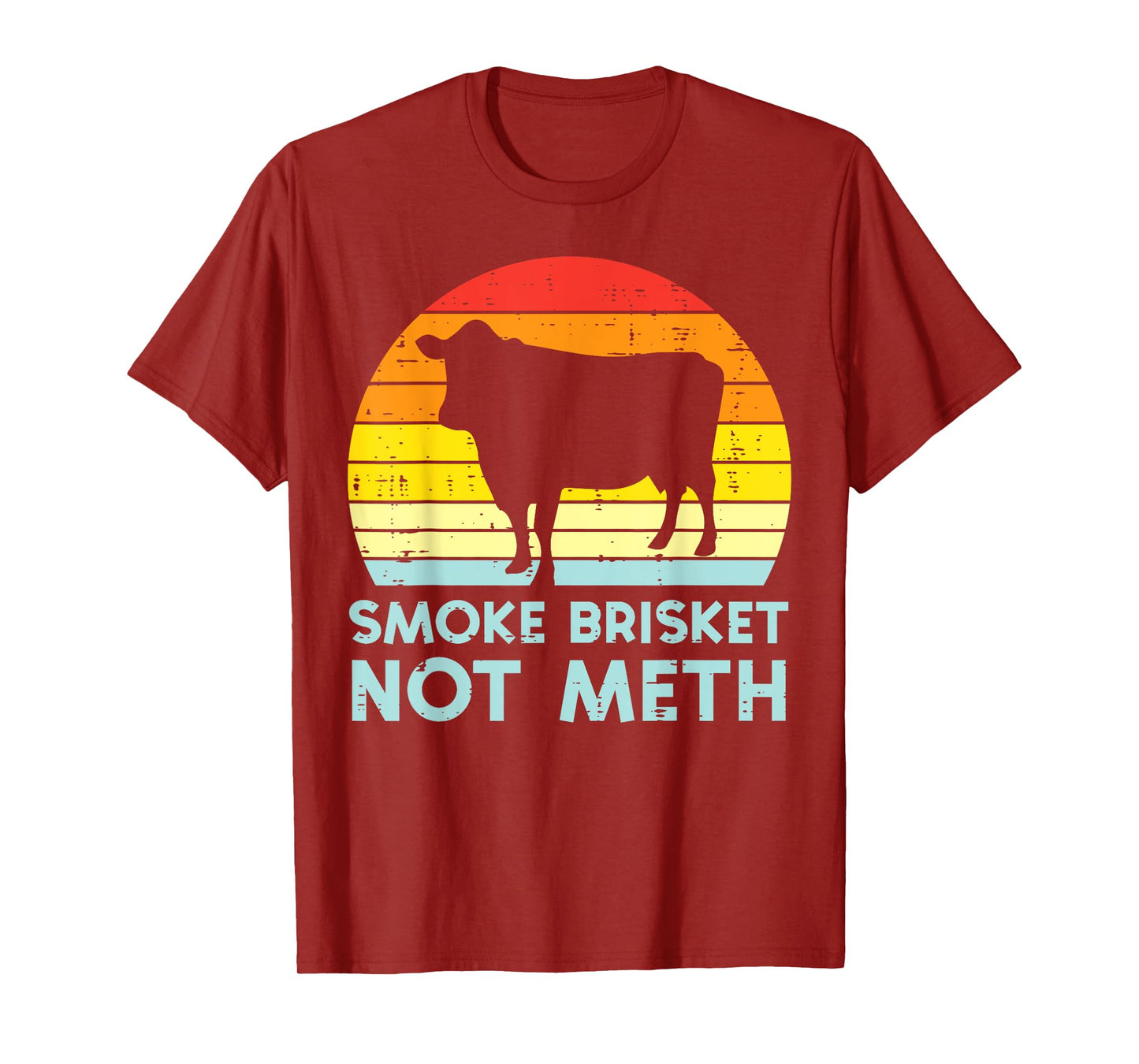 Grill Brisket Beef Sunset Retro Bbq Barbecue Grill Women Men T-Shirt