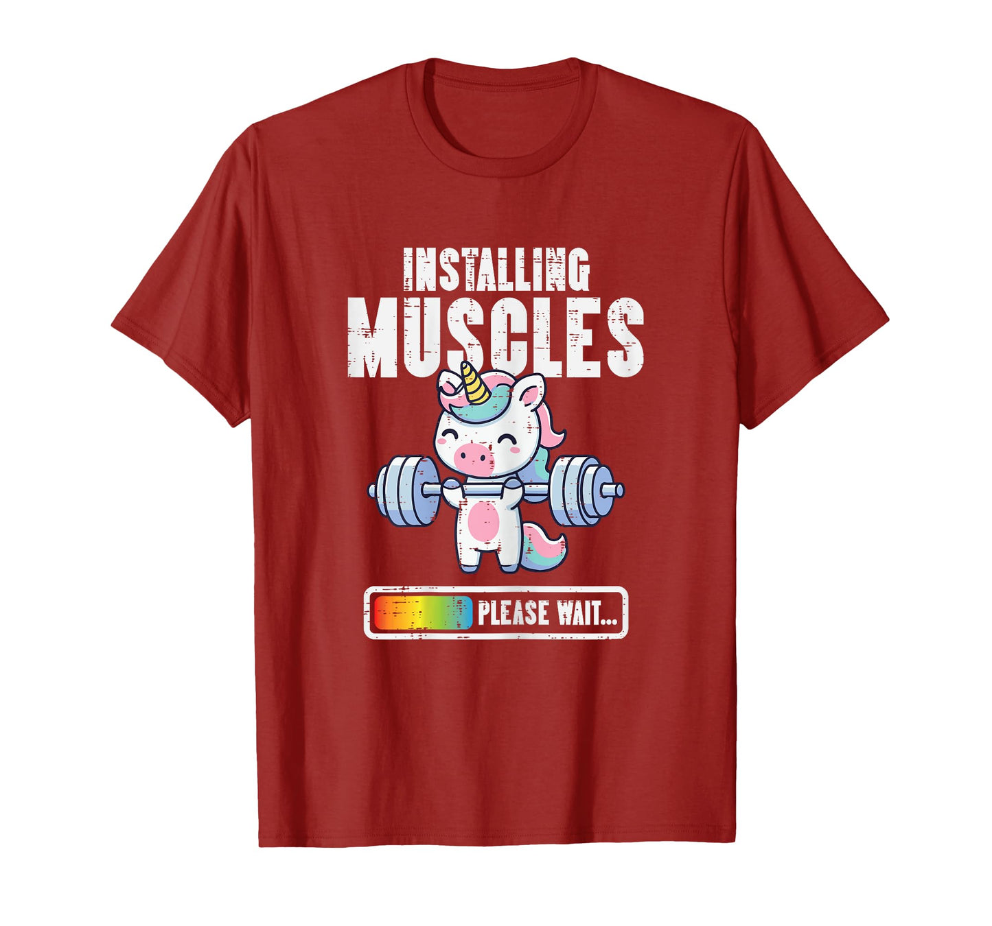 Gym Unicorn Installing Muscles Funny Workout Women Girls Kid T-Shirt