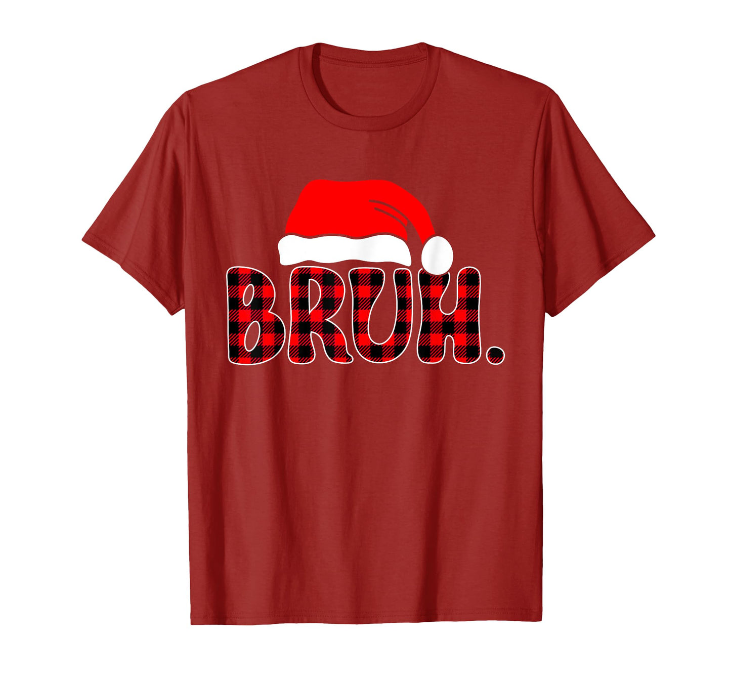 Bruh Funny Christmas Plaid Teens Boys Kids Xmas Pajamas T-Shirt