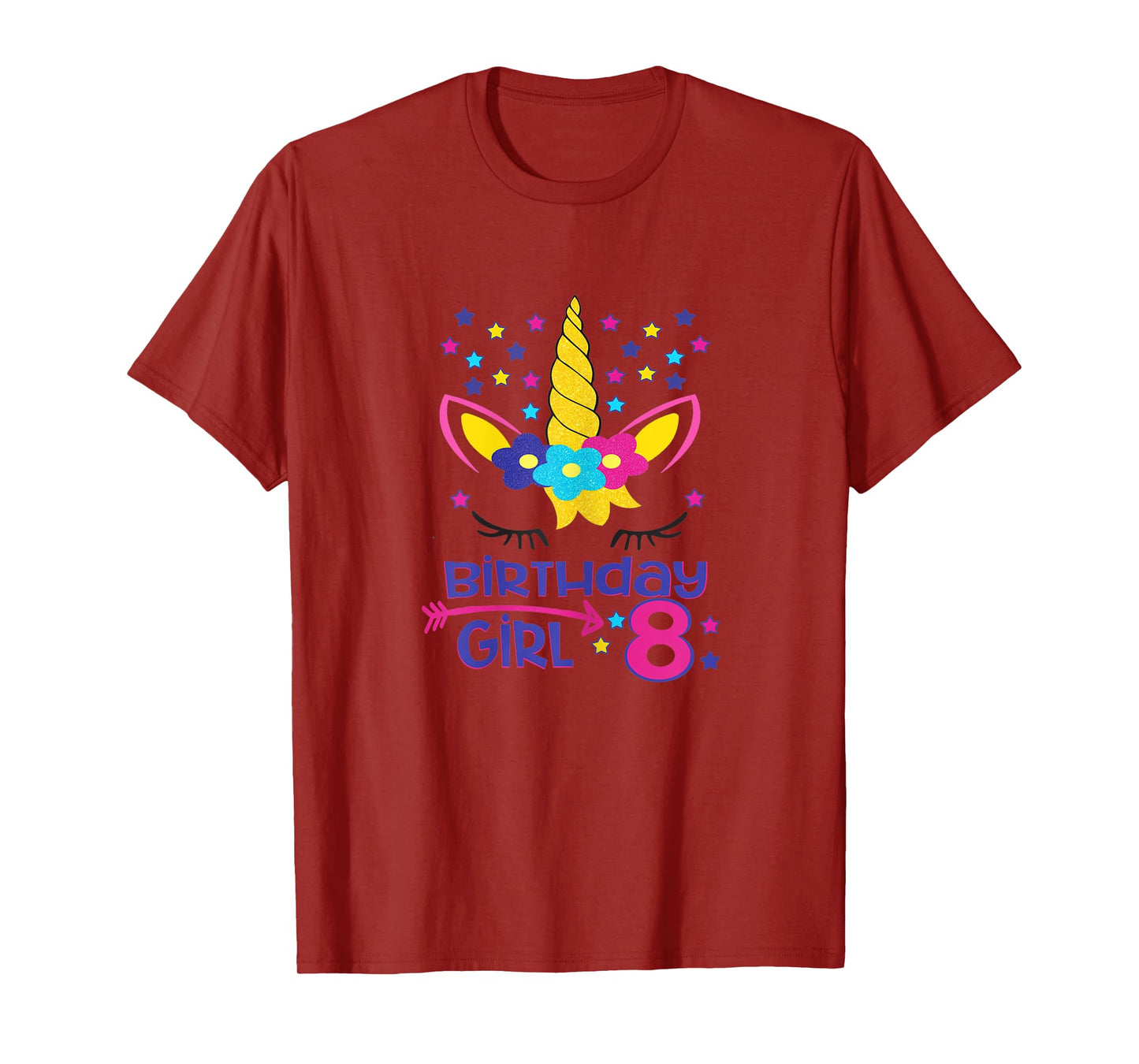 Birthday Girl 8 Unicorn Stars Unicorn Birthday 8 Year Old T-Shirt