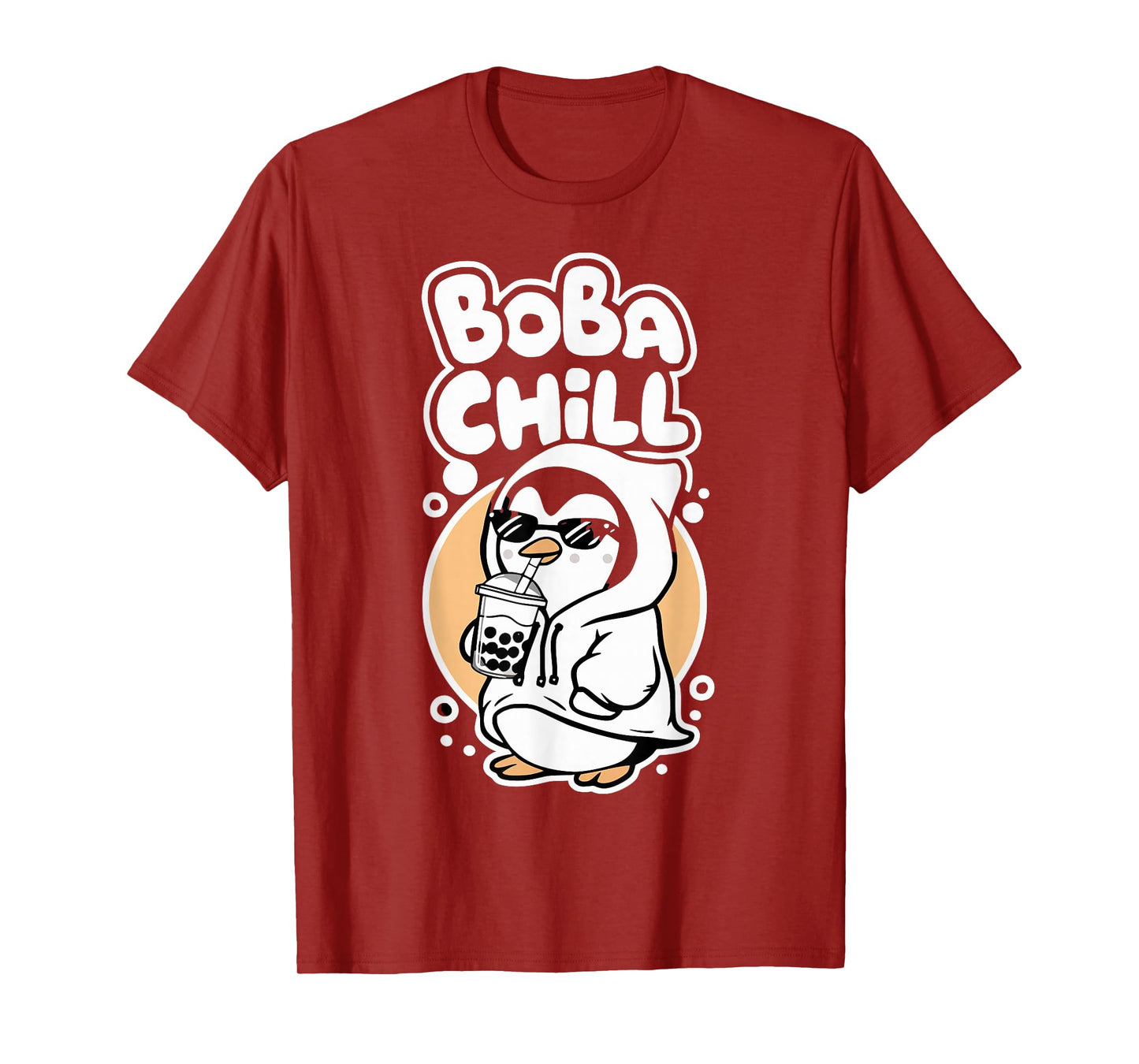 Boba Chill Kawaii Penguin Bubble Mike Tea Drink Cool Penguin T-Shirt