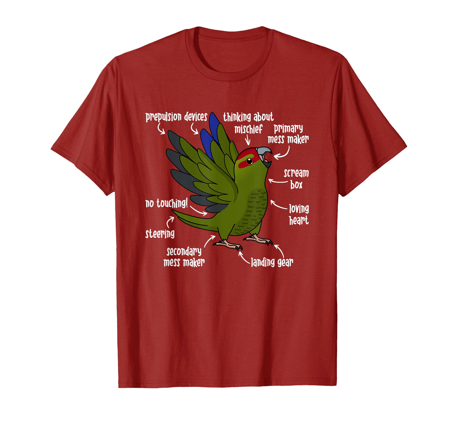 Parrot Anatomy I Red-crowned Kakariki T-Shirt