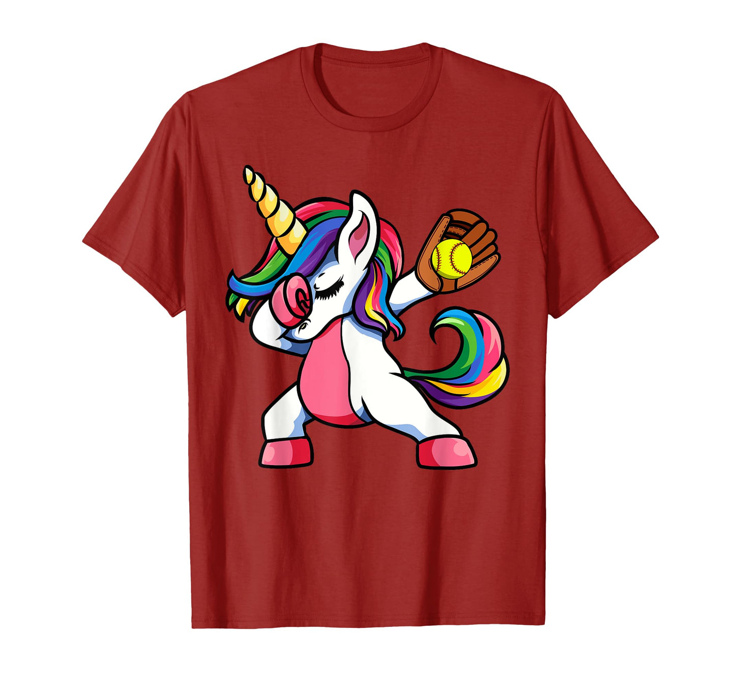 Girls Funny Dabbing Softball Unicorn Apparel Womens Kids Dab T-Shirt