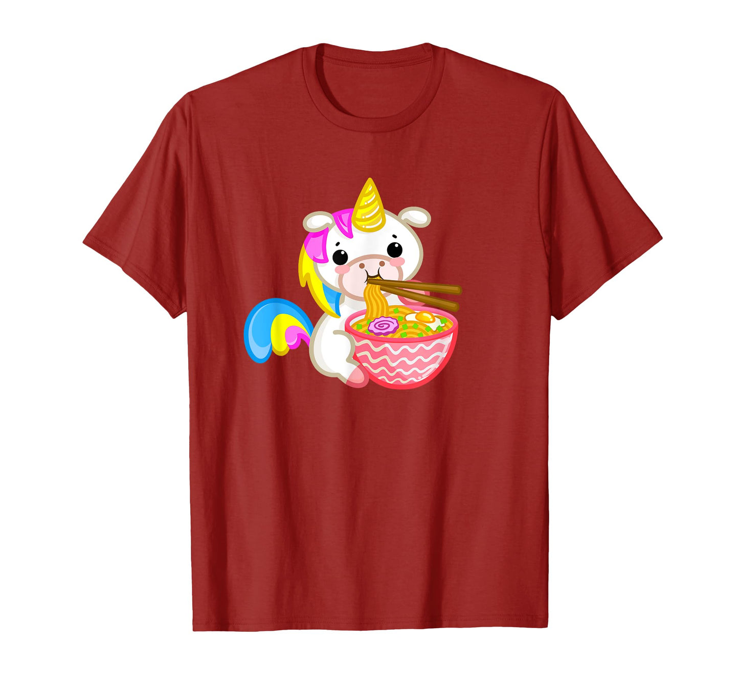 Unicorn Eating Ramen Kawaii Japanese Noodles Anime Teen Girl T-Shirt