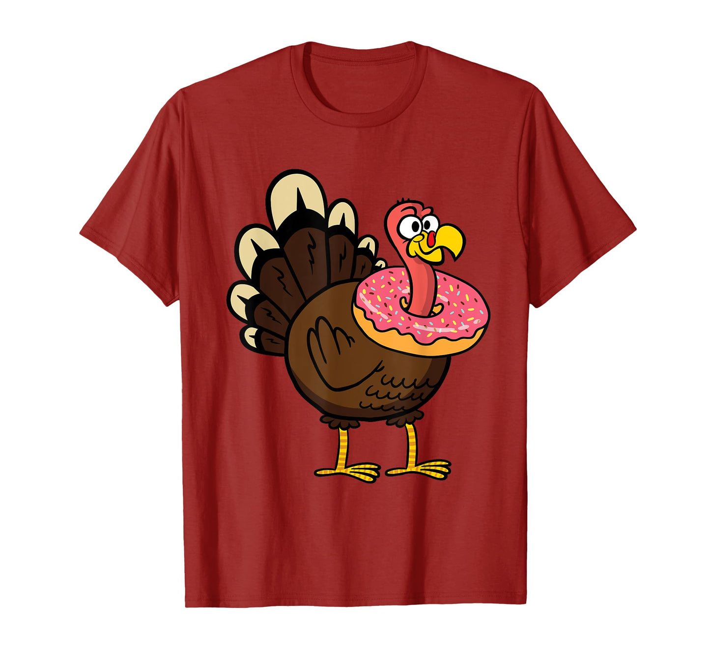 Turkey With Donut Thanksgiving Day Funny Bird Fall Autumn T-Shirt