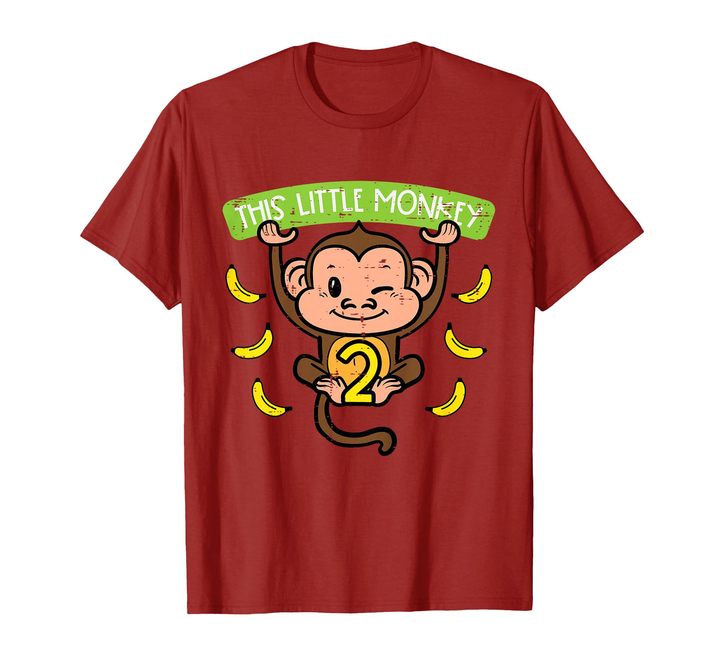 2nd Birthday This Little Monkey 2 Years Old Boys Girls Kids T-Shirt