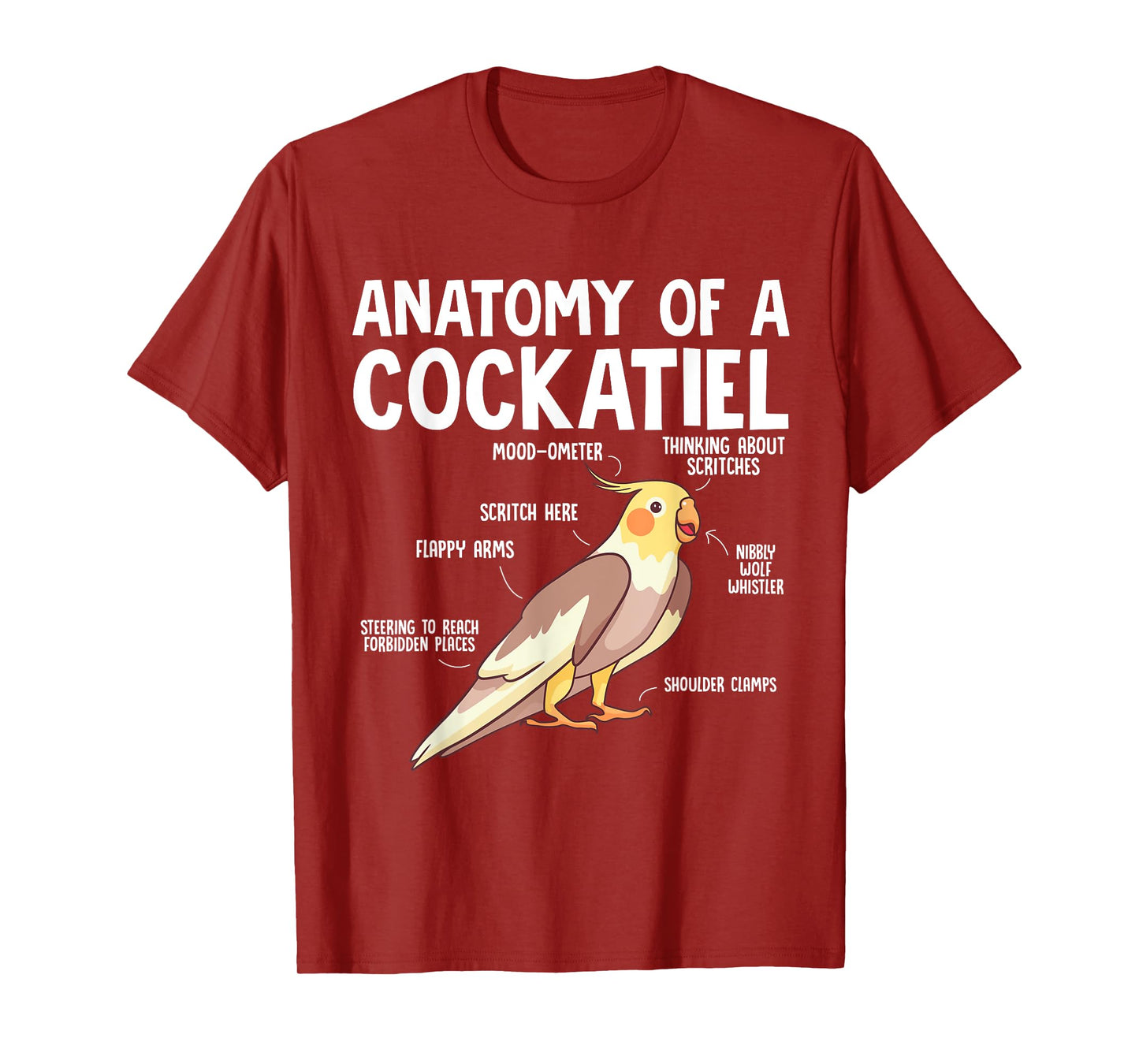 Cockatiel Parrot Bird Anatomy Of A Cockatiel T-Shirt