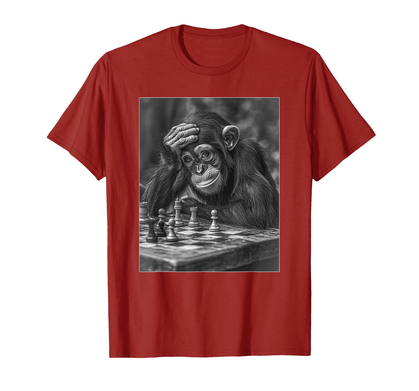 Funny Chimpanzee Playing Chess, Cool Monkey Chess Lover T-Shirt