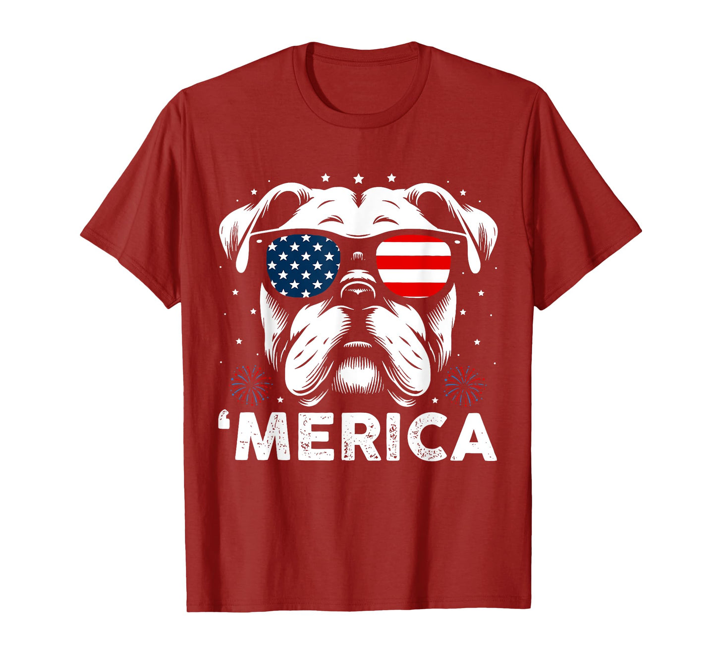 English Bulldog Dog Merica Patriotic USA Flag 4th Of July T-Shirt
