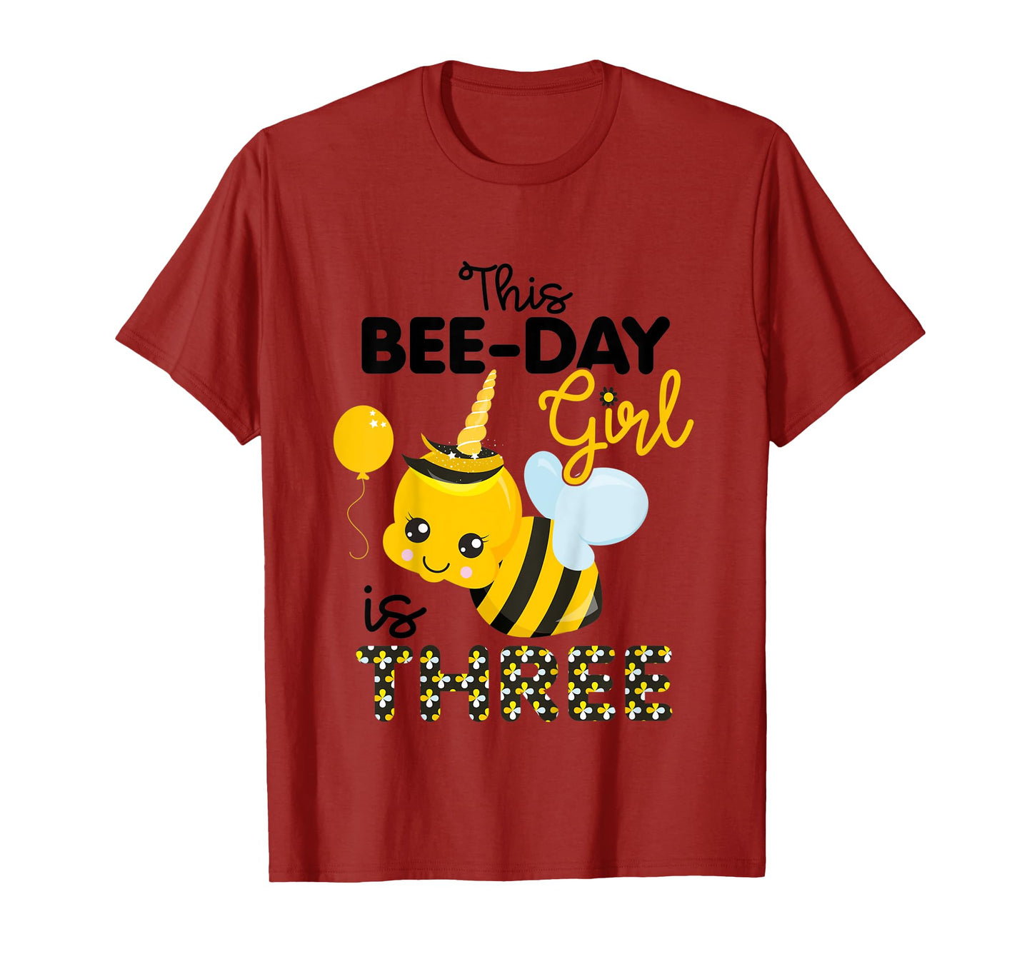 Kids 3rd Birthday Girl Bee Themed 3 Year Old Bday Matching Party T-Shirt