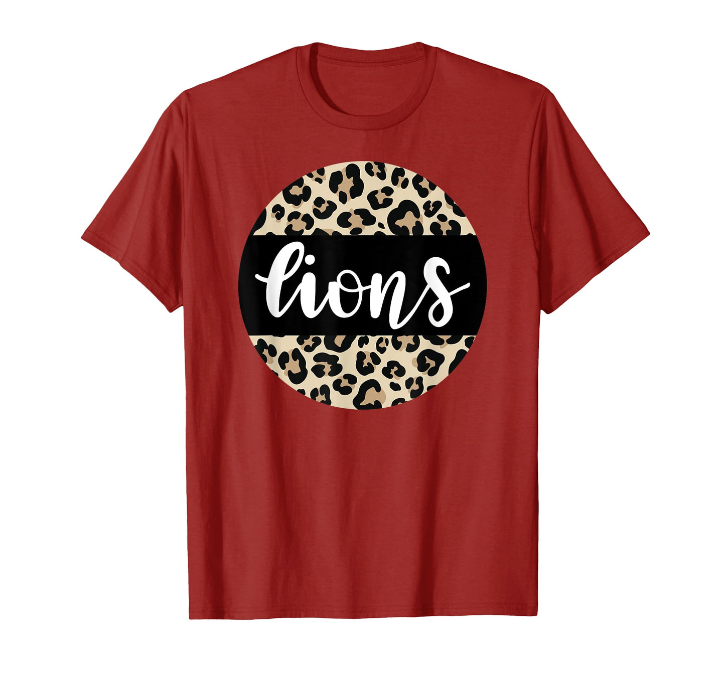 Leopard Print Lions Team Mascot School Spirit Game Night T-Shirt