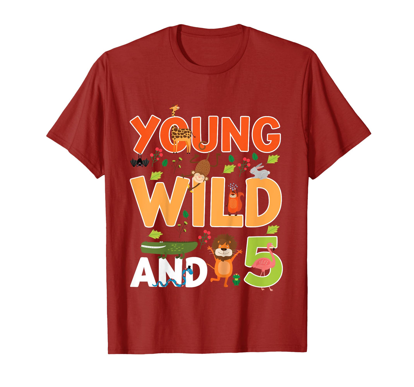 Kids 5 year old wild zoo theme birthday animals safari jungle boy T-Shirt