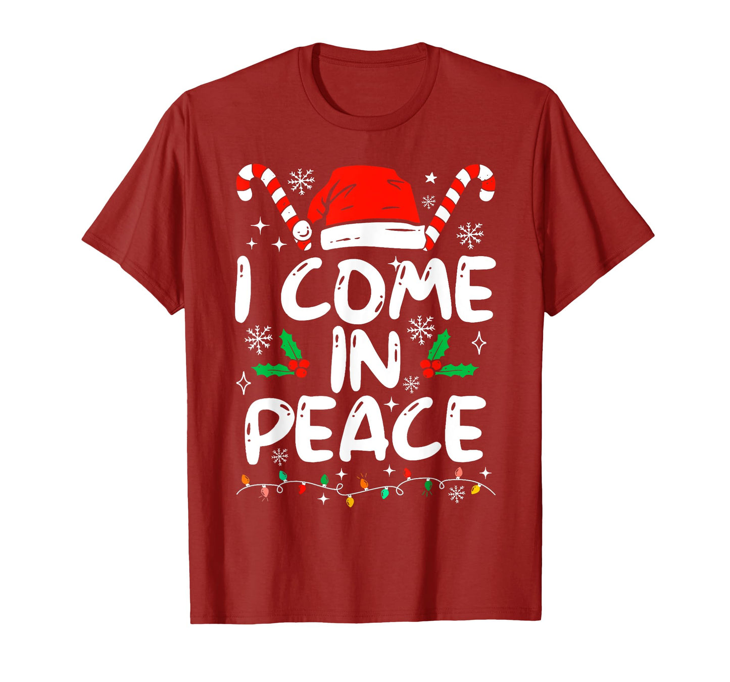 I Come In Peace Matching Peace Couples Santa Hat Christmas T-Shirt