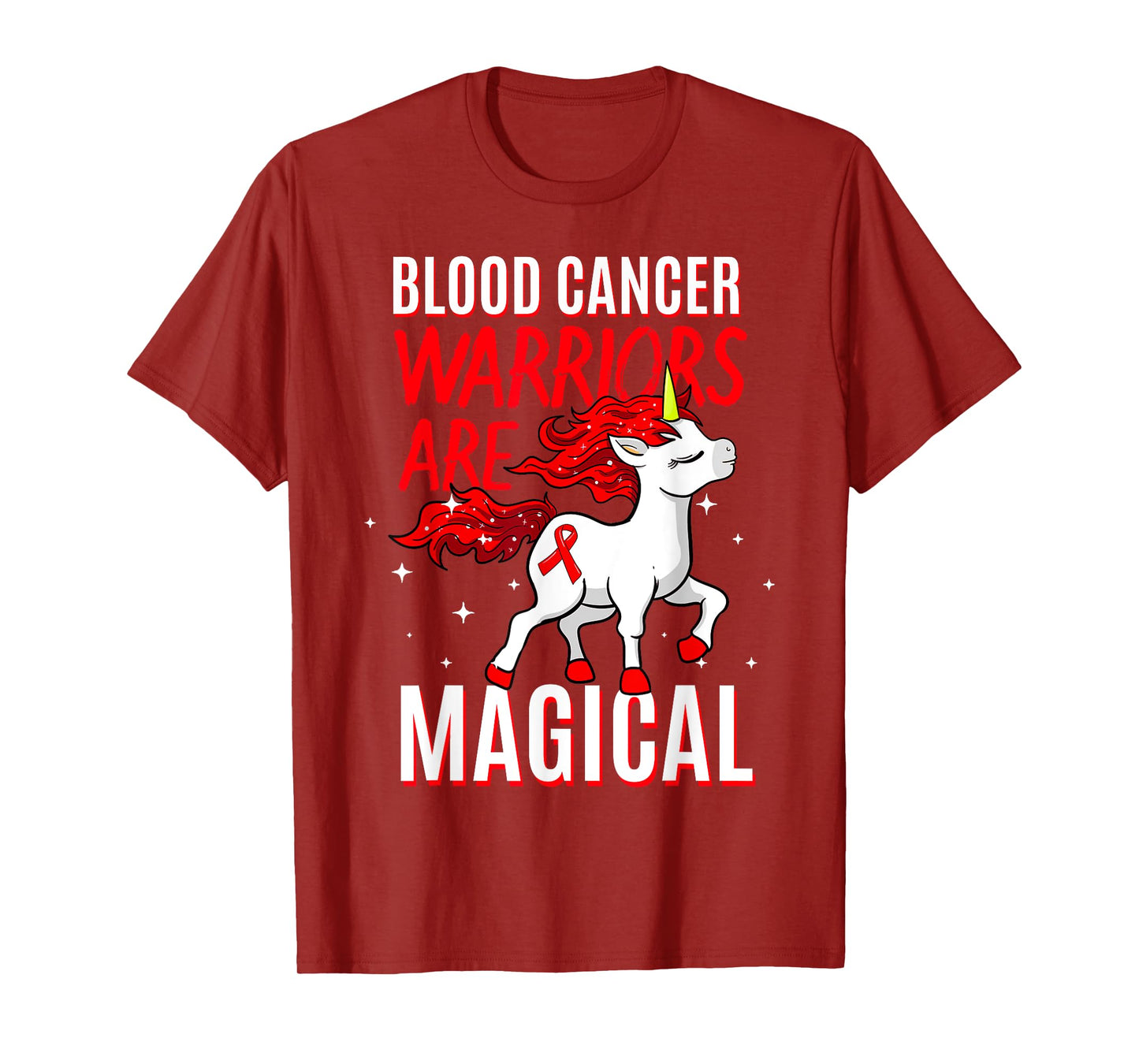 Blood Cancer Warrior Magical Unicorn Red Ribbon Liquid Tumor T-Shirt