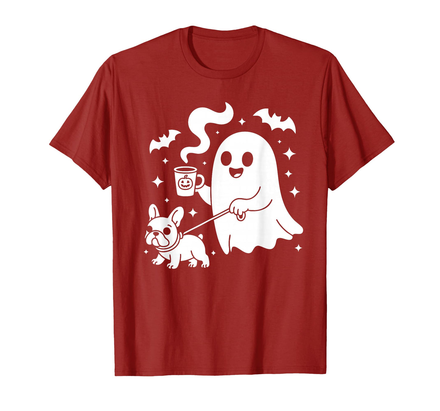 Ghost Walking Dog French Bulldog Coffee Halloween Costume T-Shirt